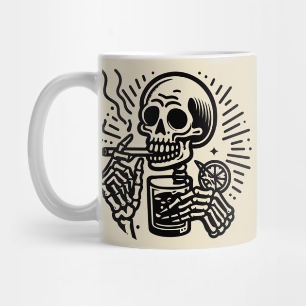 Skeleton smoking and drinking by lkn